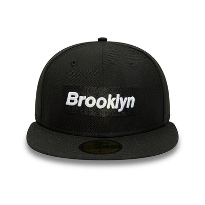 Brooklyn Nets Wordmark NBA Borough Of Neighbourhoods Black 59FIFTY Fitted Cap